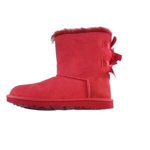 NEW UGG BIG KIDS BAILEY BOW II SAMBA RED SUED BOOT SZ 5